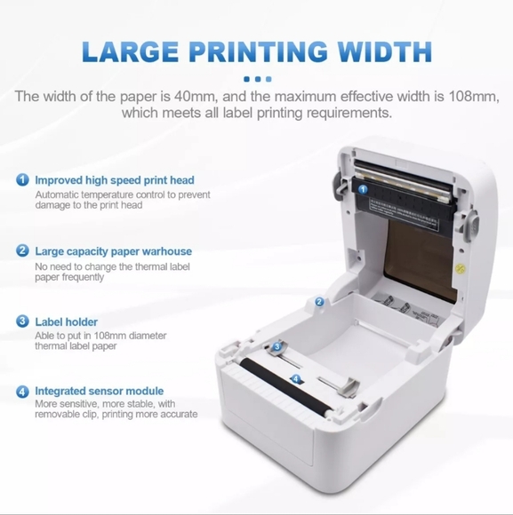 Micmi Shipping Label USB Direct Thermal Barcode Direct Printer 4"x6" 4B-2054L - Picture 3 of 7